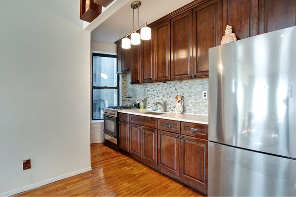 Interior, Kitchen, Pendant Lights, Stainless Steel Appliances, Wood Texture Flooring