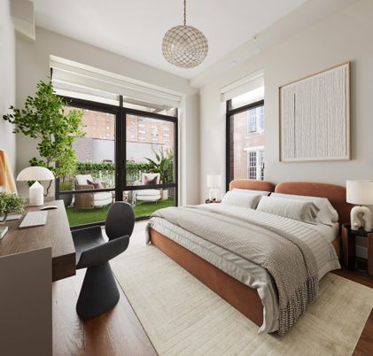 Bedroom, Home Office, Interior, Pendant Lights, Wood Texture Flooring