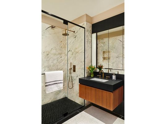 Bathroom, Glass Shower, Interior, Marble Walls