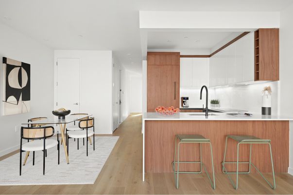 Dining room, Interior, Kitchen, Recessed Lighting, Wood Texture Flooring