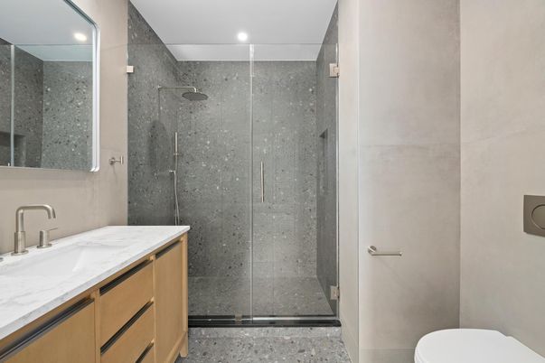 Bathroom, Glass Shower, Interior, Recessed Lighting