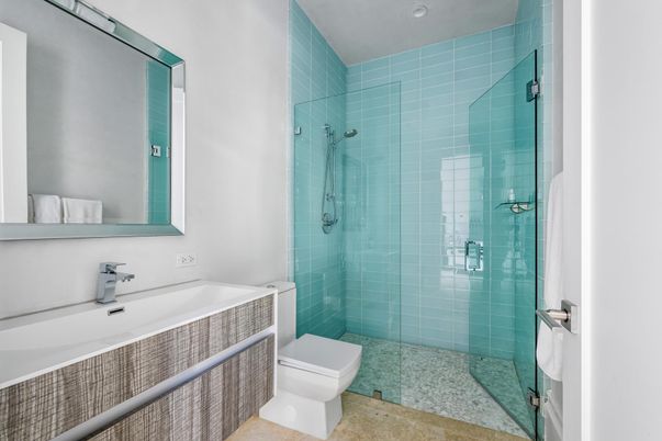 Bathroom, Glass Shower, Interior, Recessed Lighting
