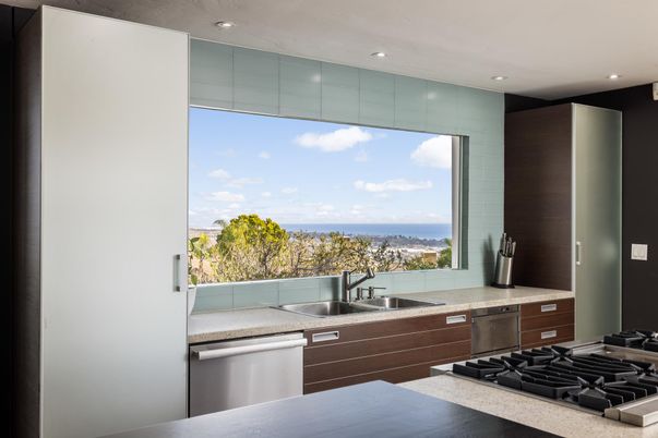 Interior, Kitchen, Recessed Lighting, Stainless Steel Appliances, Water