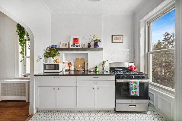 Interior, Kitchen, Stainless Steel Appliances, Wood Texture Flooring