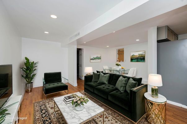 Dining room, Interior, Living room, Recessed Lighting, Wood Texture Flooring