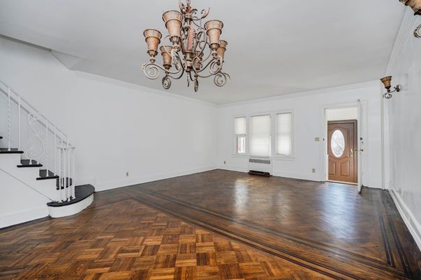Chandelier, Empty room, Interior, Wood Texture Flooring