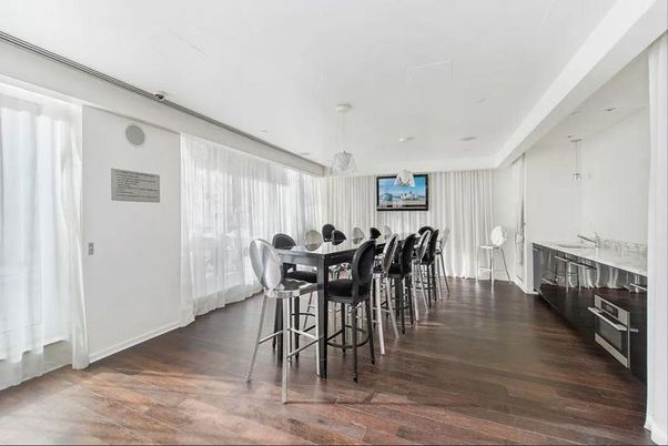 Dining room, Interior, Pendant Lights, Recessed Lighting, Wood Texture Flooring