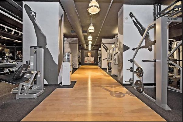 Fitness Equipment, Gym, Interior, Wood Texture Flooring