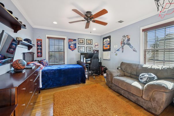 Bedroom, Home Office, Interior, Recessed Lighting, Wood Texture Flooring