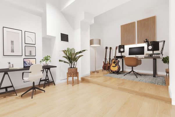 Home Office, Interior, Wood Texture Flooring
