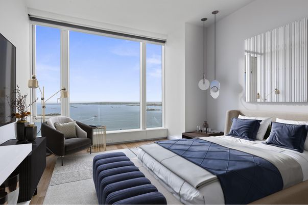 Bedroom, Interior, Pendant Lights, Water