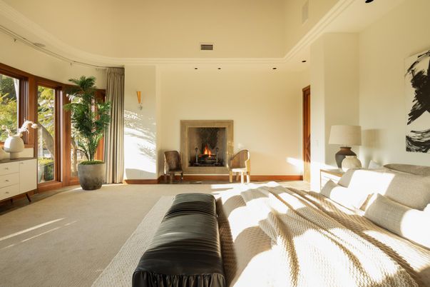 Bedroom, Fireplace, Interior, Recessed Lighting