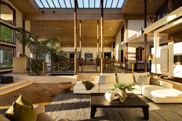 Interior, Living room, Pendant Lights, Wooden Ceilings, Wood Texture Flooring