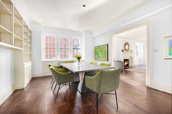 Dining room, Fireplace, Interior, Wood Texture Flooring