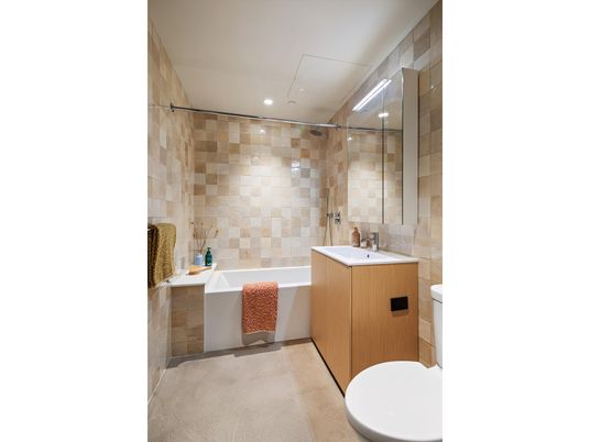 Bathroom, Glass Shower, Interior, Recessed Lighting