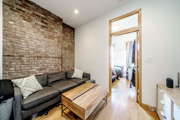 Interior, Living room, Recessed Lighting, Stone Walls, Wood Texture Flooring