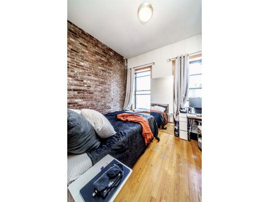 Bedroom, Interior, Stone Walls, Wood Texture Flooring