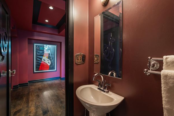 Bathroom, Interior, Recessed Lighting, Wood Texture Flooring