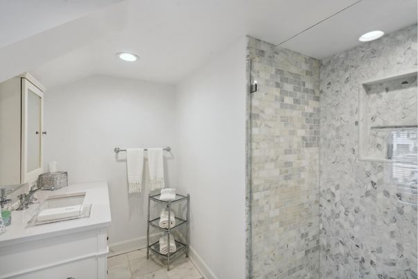 Bathroom, Glass Shower, Interior, Recessed Lighting