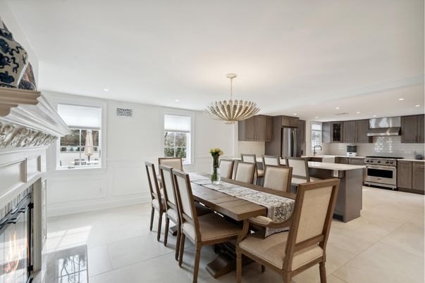 Dining room, Interior, Kitchen, Pendant Lights, Recessed Lighting, Stainless Steel Appliances