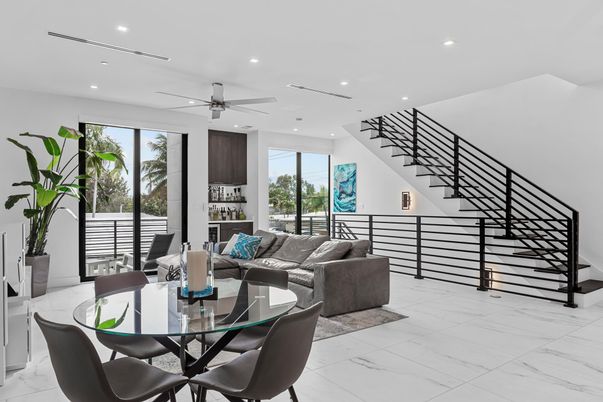Dining room, Interior, Living room, Marble, Recessed Lighting