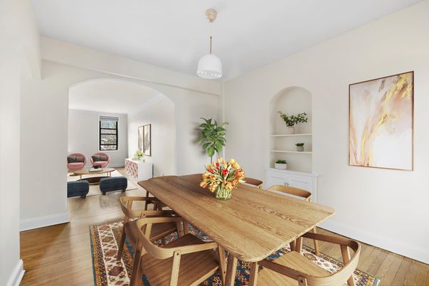Dining room, Interior, Living room, Pendant Lights, Wood Texture Flooring