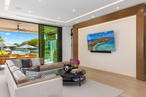 Interior, Living room, Recessed Lighting, Wood Texture Flooring