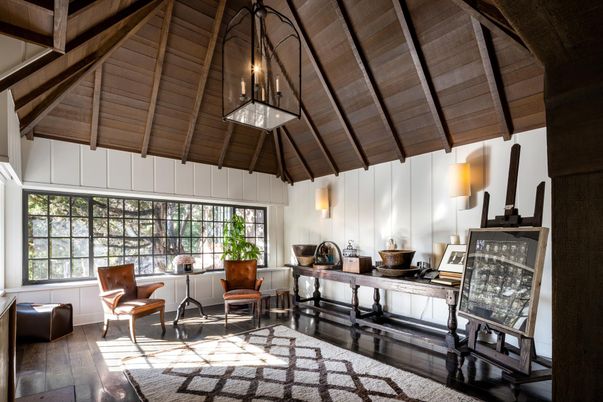 Interior, Living room, Pendant Lights, Wooden Beams, Wooden Ceilings, Wood Texture Flooring