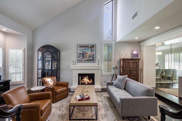 Fireplace, Interior, Living room, Recessed Lighting