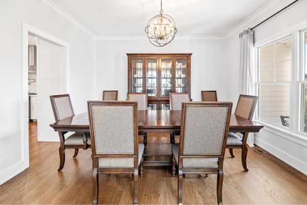 Chandelier, Dining room, Interior, Wood Texture Flooring