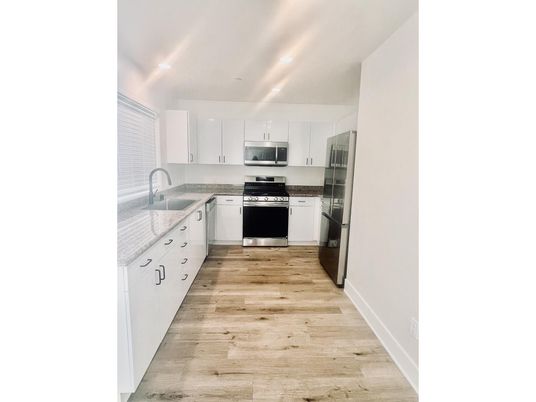 Interior, Kitchen, Stainless Steel Appliances, Wood Texture Flooring