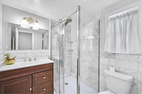 Bathroom, Glass Shower, Interior, Marble Walls
