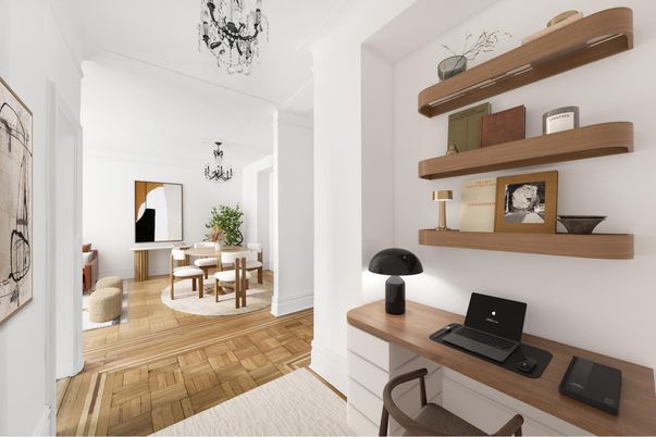 Chandelier, Home Office, Interior, Wood Texture Flooring