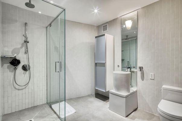 Bathroom, Glass Shower, Interior, Recessed Lighting