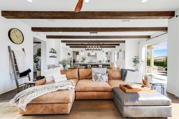 Dining room, Interior, Kitchen, Living room, Pendant Lights, Recessed Lighting, Wooden Beams, Wood Texture Flooring