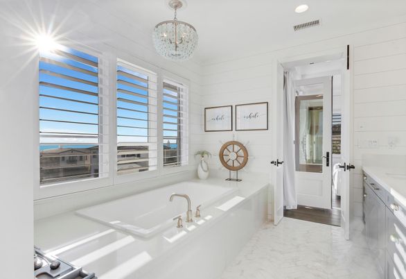 Bathroom, Chandelier, Interior, Marble, Recessed Lighting