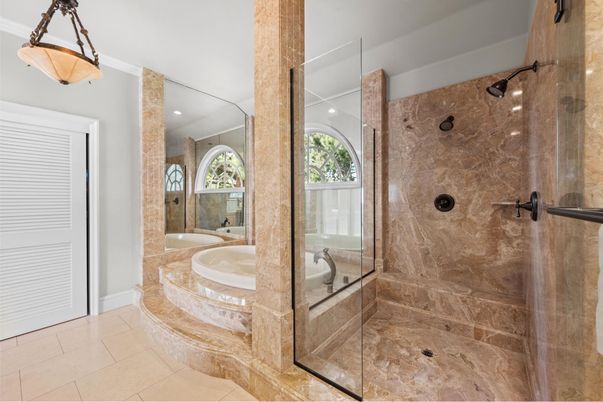 Bathroom, Glass Shower, Interior, Recessed Lighting