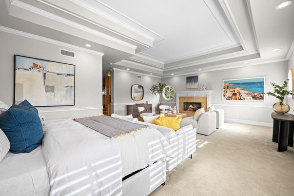 Bedroom, Fireplace, Interior, Living room, Recessed Lighting