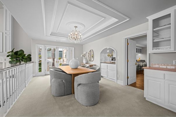 Chandelier, Dining room, Interior, Wood Texture Flooring