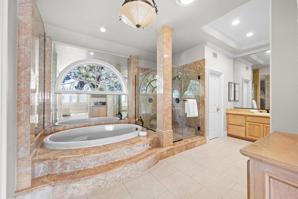 Bathroom, Glass Shower, Interior, Recessed Lighting