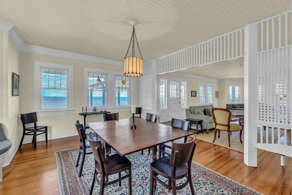 Dining room, Interior, Living room, Pendant Lights, Wood Texture Flooring