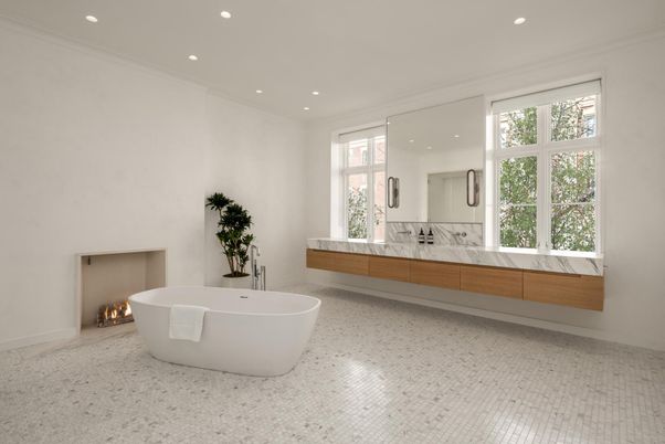 Bathroom, Fireplace, Free Standing Baths, Interior, Recessed Lighting