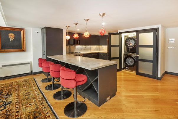 Interior, Kitchen, Pendant Lights, Wood Texture Flooring
