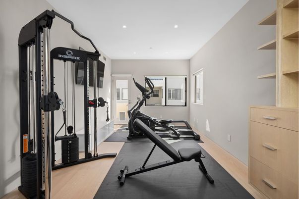 Fitness Equipment, Interior, Recessed Lighting, Wood Texture Flooring