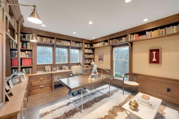 Home Office, Interior, Recessed Lighting, Wood Texture Flooring