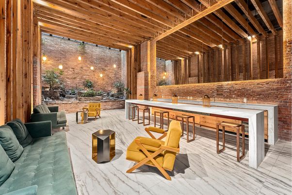 Interior, Living room, Marble, Pendant Lights, Stone Walls, Wooden Beams, Wooden Ceilings