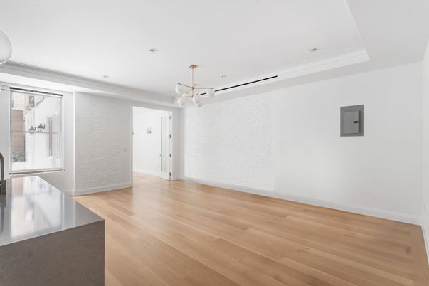 Empty room, Interior, Pendant Lights, Wood Texture Flooring