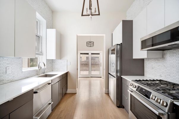Interior, Kitchen, Stainless Steel Appliances, Wood Texture Flooring
