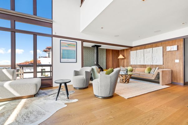 Interior, Living room, Recessed Lighting, Wood Texture Flooring, Wooden Walls