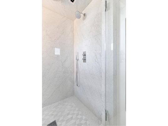 Bathroom, Glass Shower, Interior, Marble Walls